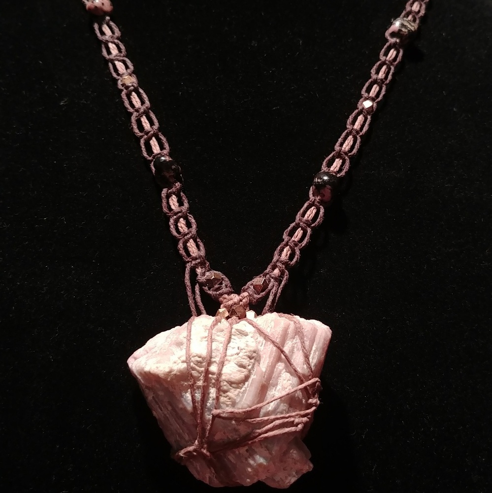 Pink Tourmaline Hemp Necklace